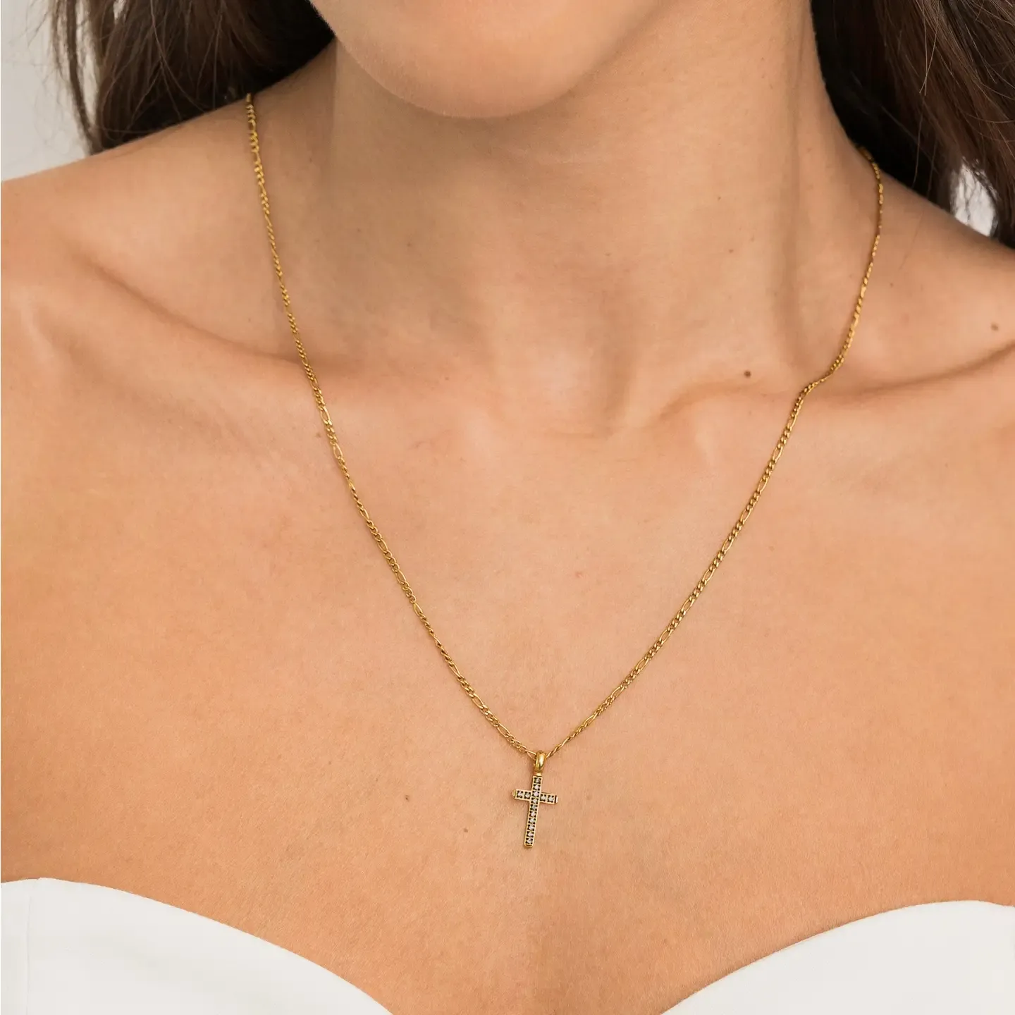 Diamond Cross Necklace - Gold