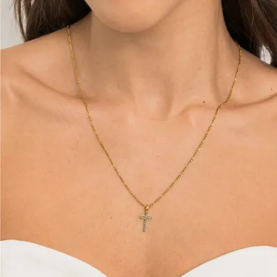 Diamond Cross Necklace - Gold