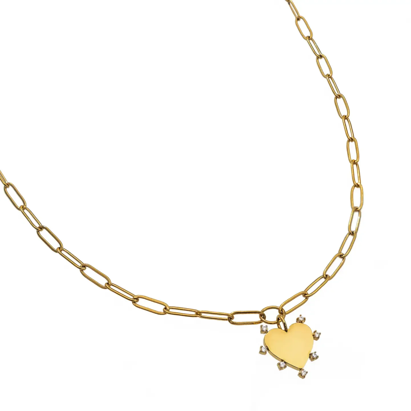 Paperclip Heart Necklace - Gold