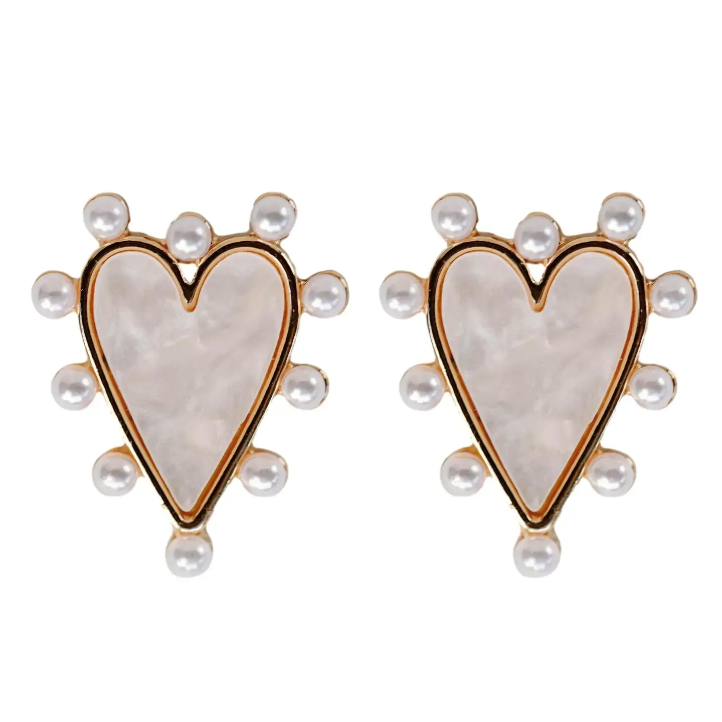 Pearl Studded Pink Tortoise Earrings