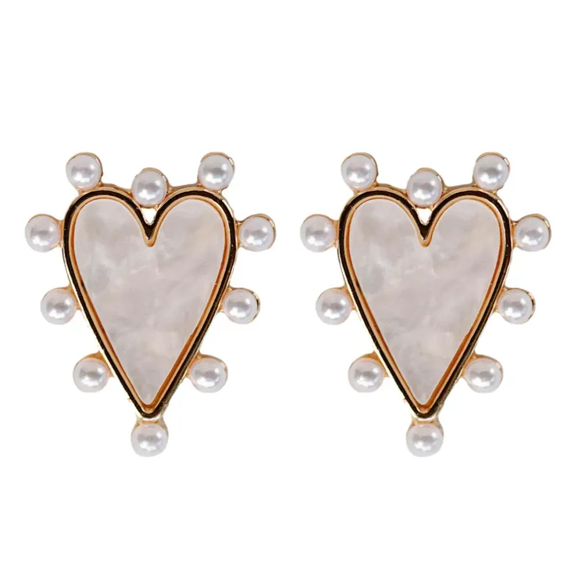 Pearl Studded Pink Tortoise Earrings