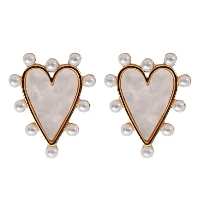 Pearl Studded Pink Tortoise Earrings
