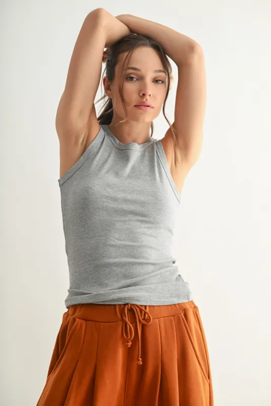 Ribbed Tank - Heather Grey