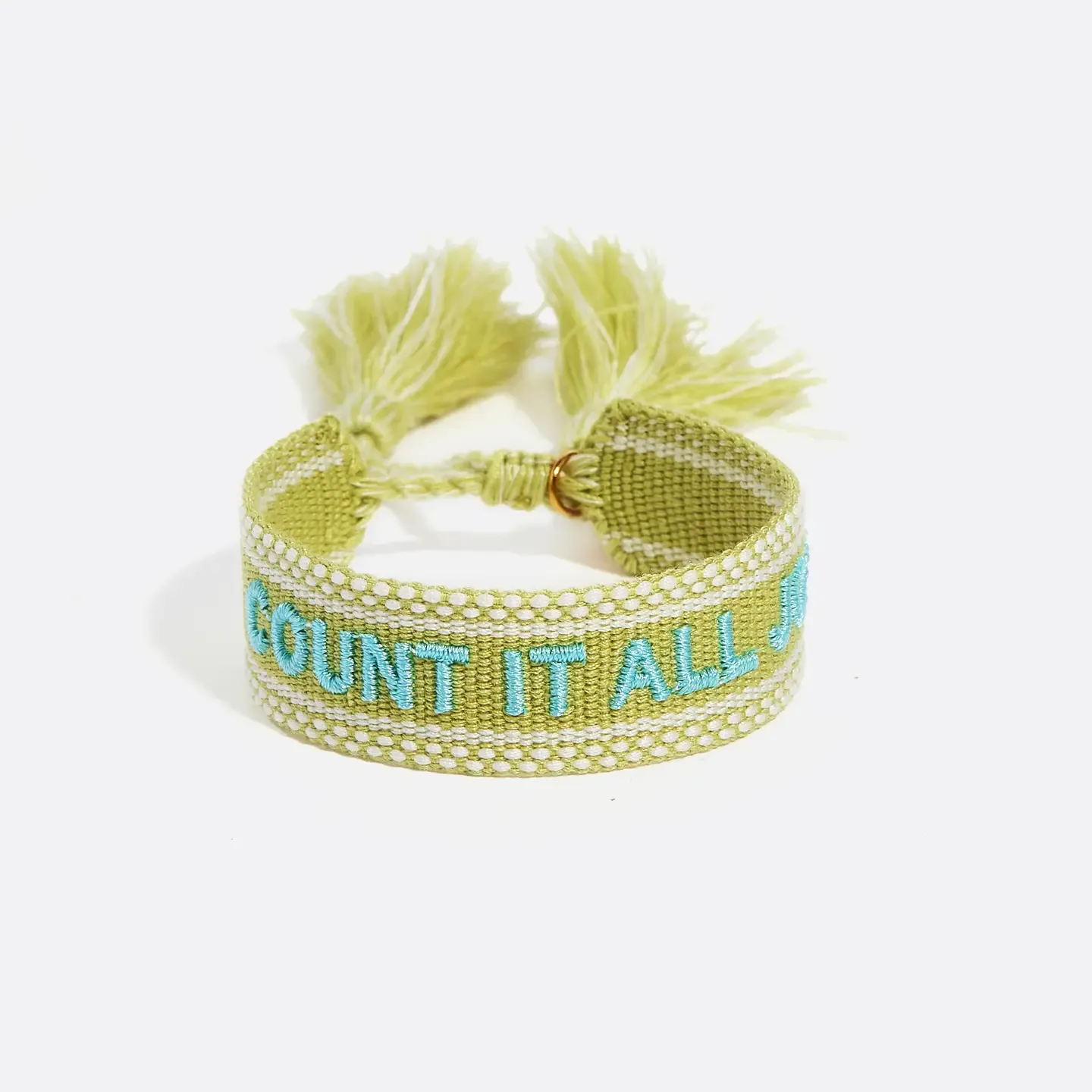 Embroidered Tassel Bracelet - Count It All Joy