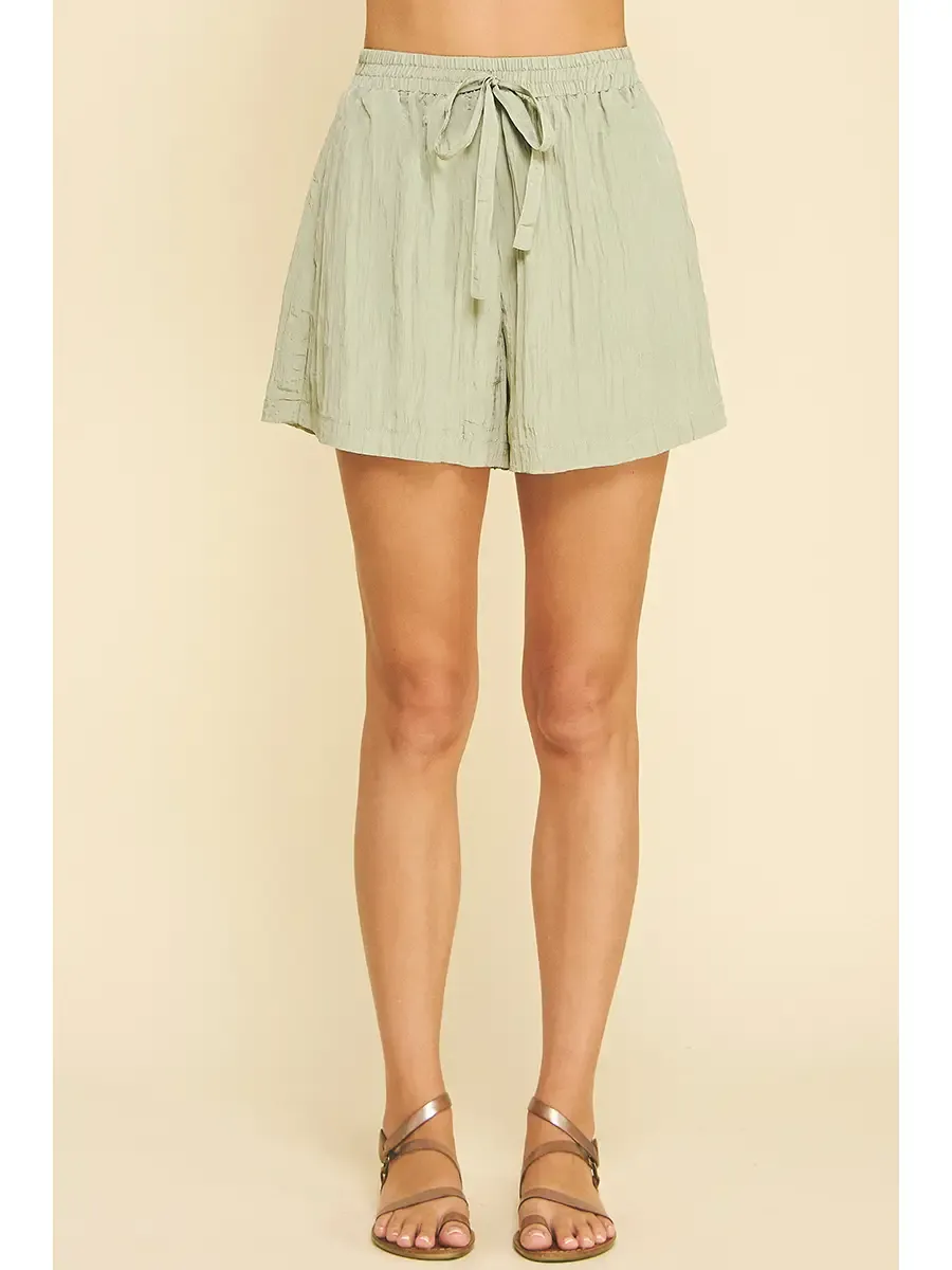Textured Drawstring Short - Sage