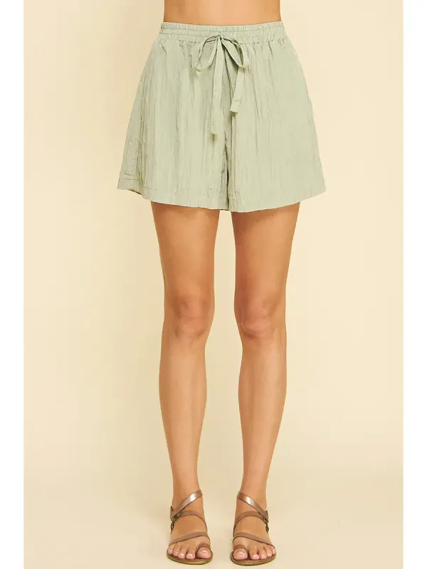 Textured Drawstring Short - Sage