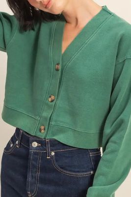 French Terry Cropped Cardigan