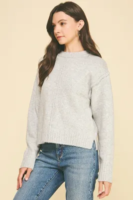 Raw Edge Detail Sweater - Heather Grey