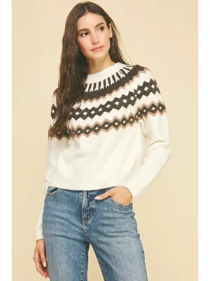 Vintage Fair Isle Sweater - Cream / Brown
