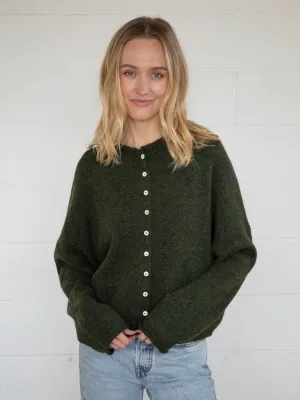V-Neck Piper Cardigan - Hunter Green