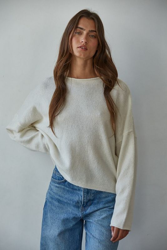 Roll Neck Pullover Sweater - Ivory