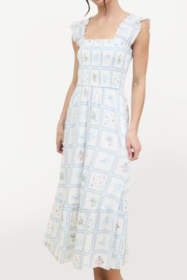 Smocked Tiered Midi Dress - Floral Bows