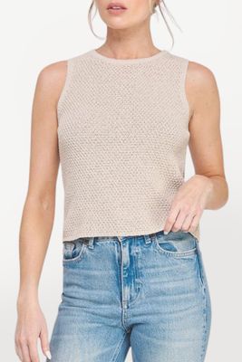 Sleeveless Sweater Tank - Natural with Gold Fleck