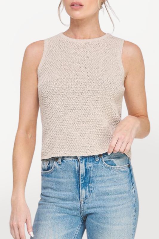 Sleeveless Sweater Tank - Natural with Gold Fleck