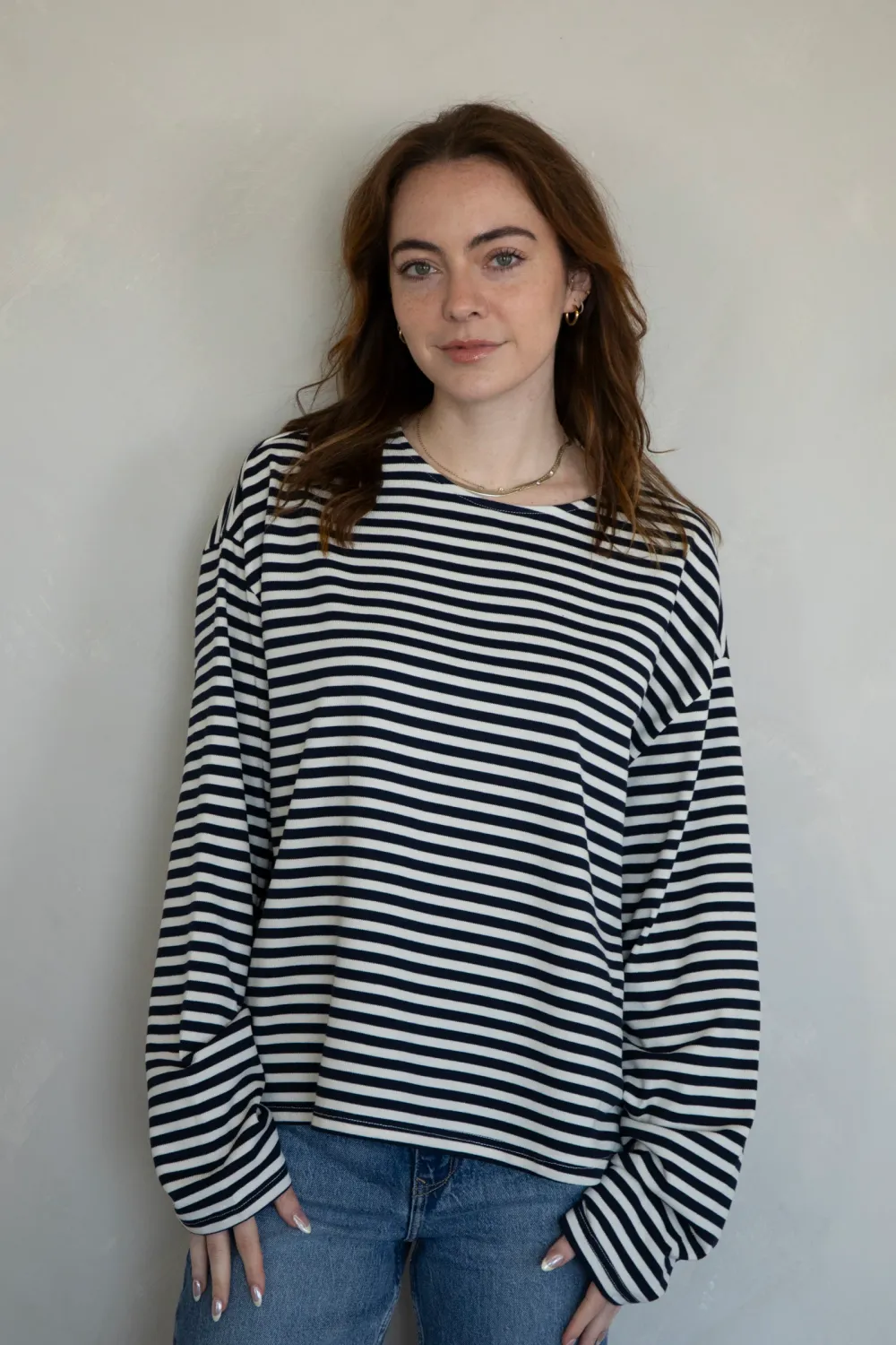 Oversized Long Sleeve Stripe Tee