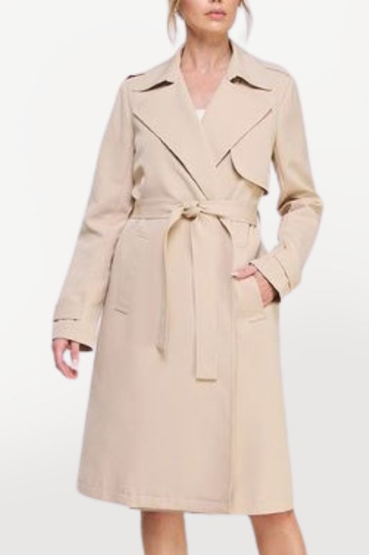 Long Open Front Trench Coat - Honey