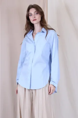 Oversized Button Down Shirt - Periwinkle