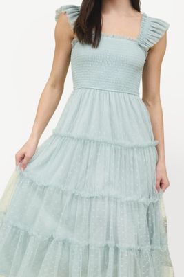 Chiffon Clip Dot Midi Dress - Sage