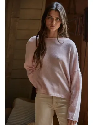 Roll Neck Pullover Sweater - Baby Pink