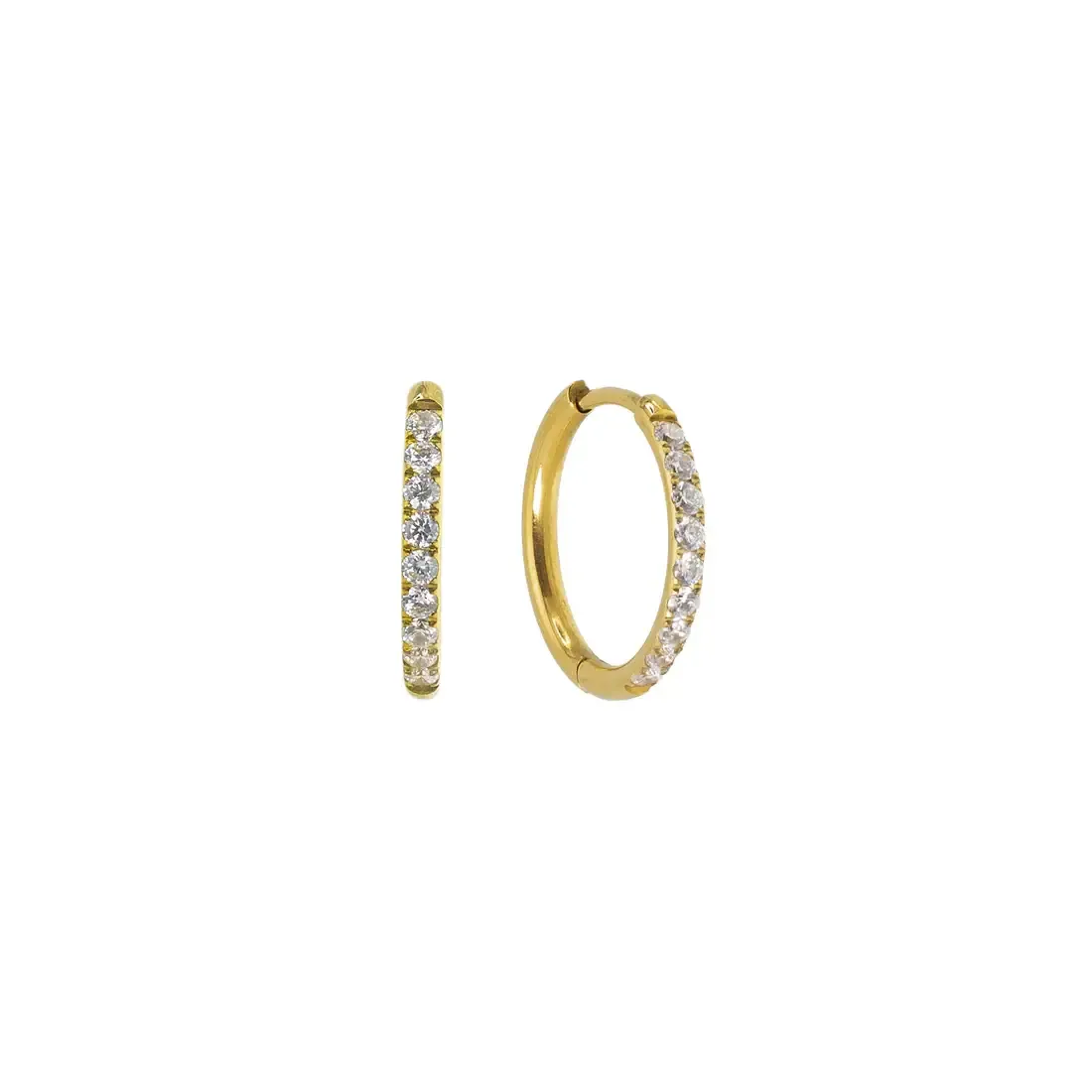 Brilliant Tennis Hoop Earrings - Gold