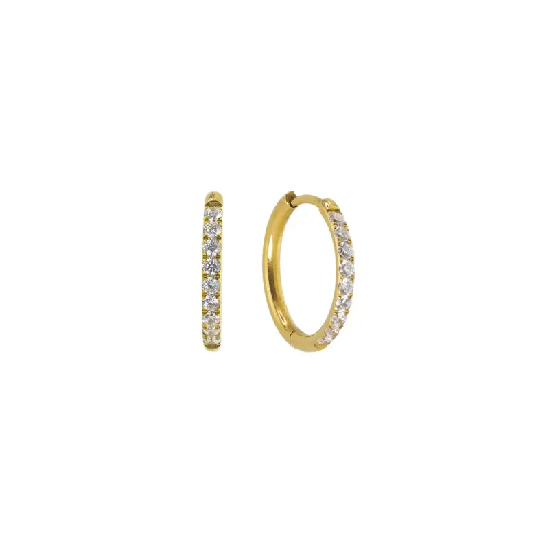 Brilliant Tennis Hoop Earrings - Gold
