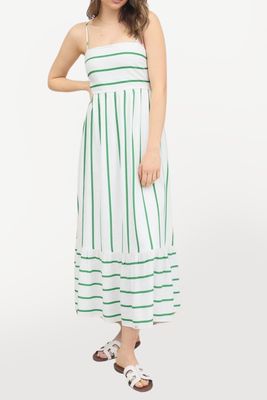 Striped Midi Tank Dress - Green / White
