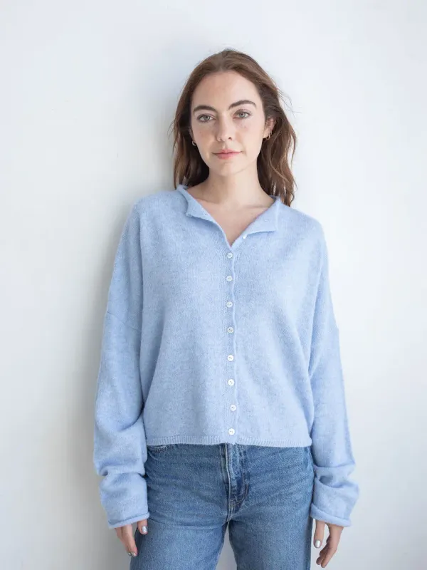 V-Neck Piper Cardigan - Sky Blue
