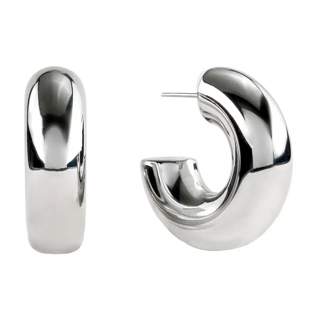 Waterproof Silver Bubble Hoops