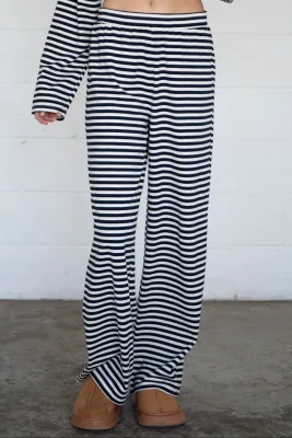 Wide Leg Striped Knit Pants