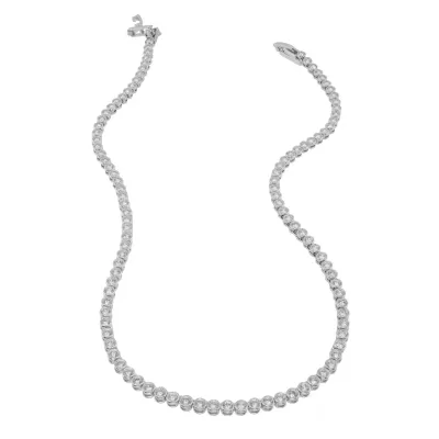 Diamond Tennis Necklace - Silver