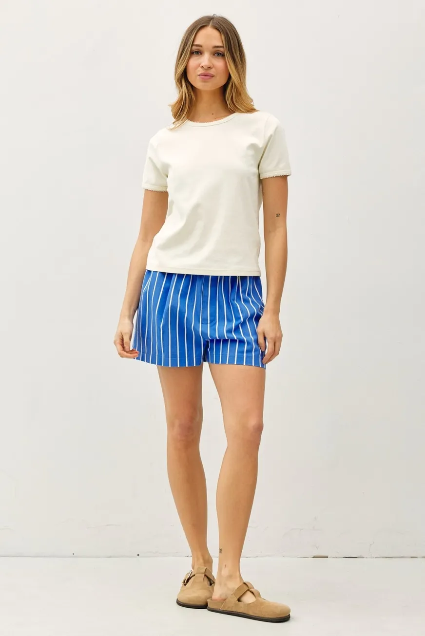 Nina Striped Pull-On Shorts