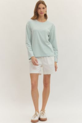 Long Sleeve Striped Knit Tee