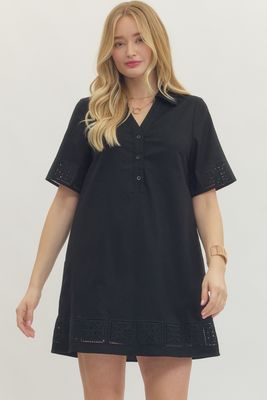 Eyelet Detail Mini Shirtdress