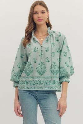 Botanical Block Print Blouse