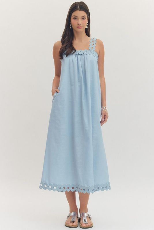 Ric Rac Cotton Linen Midi Dress