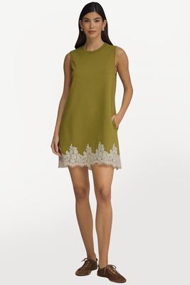Sleeveless Lace Trim Mini Dress