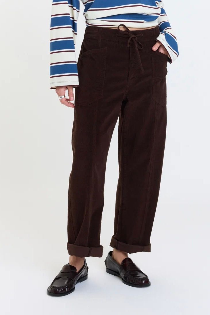 Villa Drawstring Barrel Leg Pant in Corduroy
