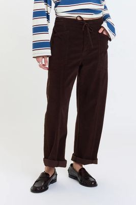 Villa Drawstring Barrel Leg Pant in Corduroy