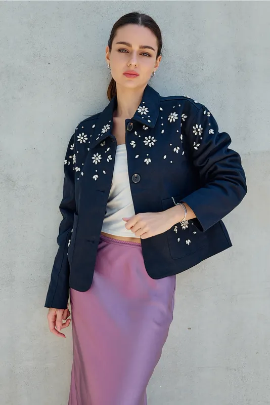 Jewel Embellished Cropped Jacket