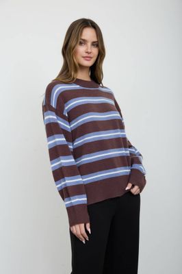 Stripe Crew Neck Relaxed Knit Pullover