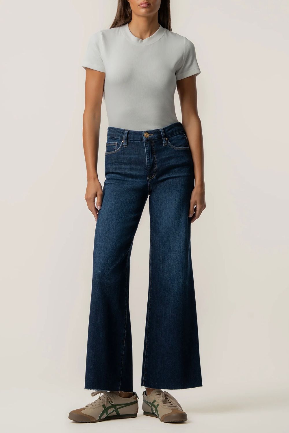 KUT Meg High Rise Wide Leg Raw Hem Jean