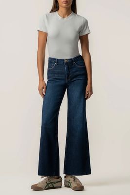 KUT Meg High Rise Wide Leg Raw Hem Jean