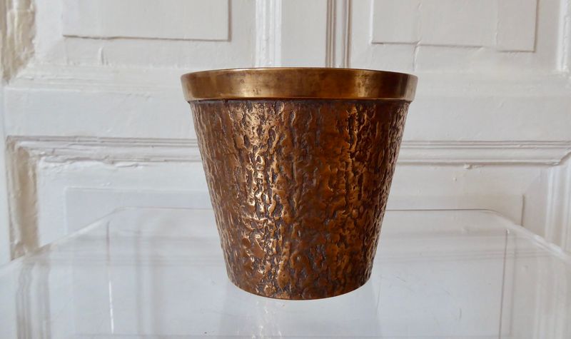 Messing Kupfer Bronze Übertopf Vase