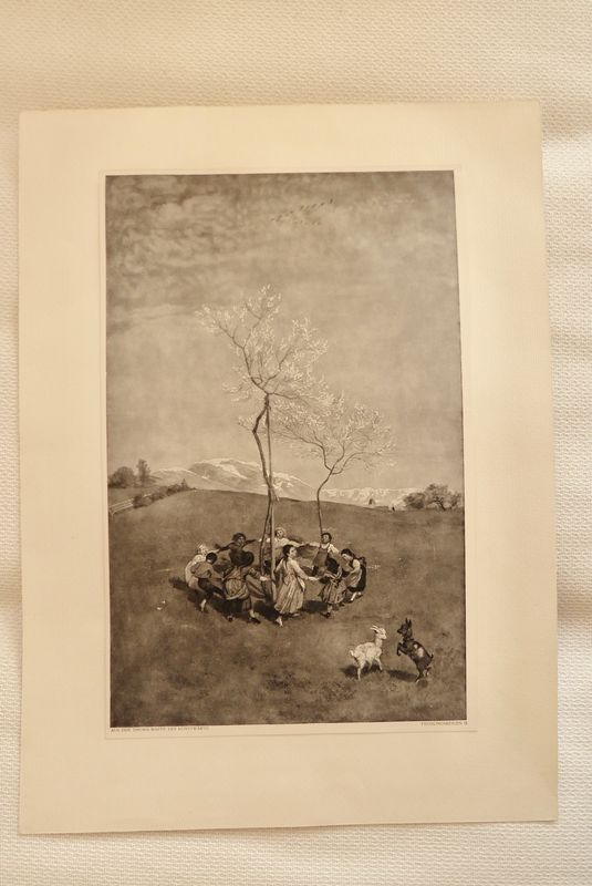 Hans Thoma antiker Druck Frühlingsreigen