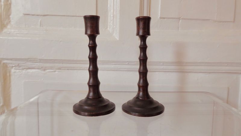 2 antike Holz Leuchter