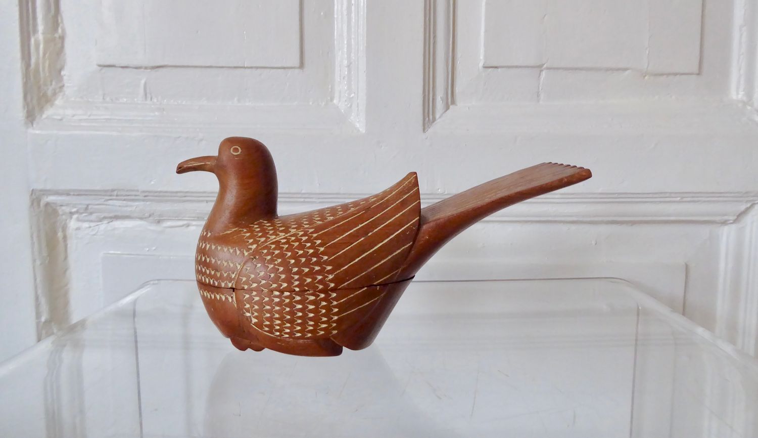 Thailändische Vogel Taube Teak Figur Dose