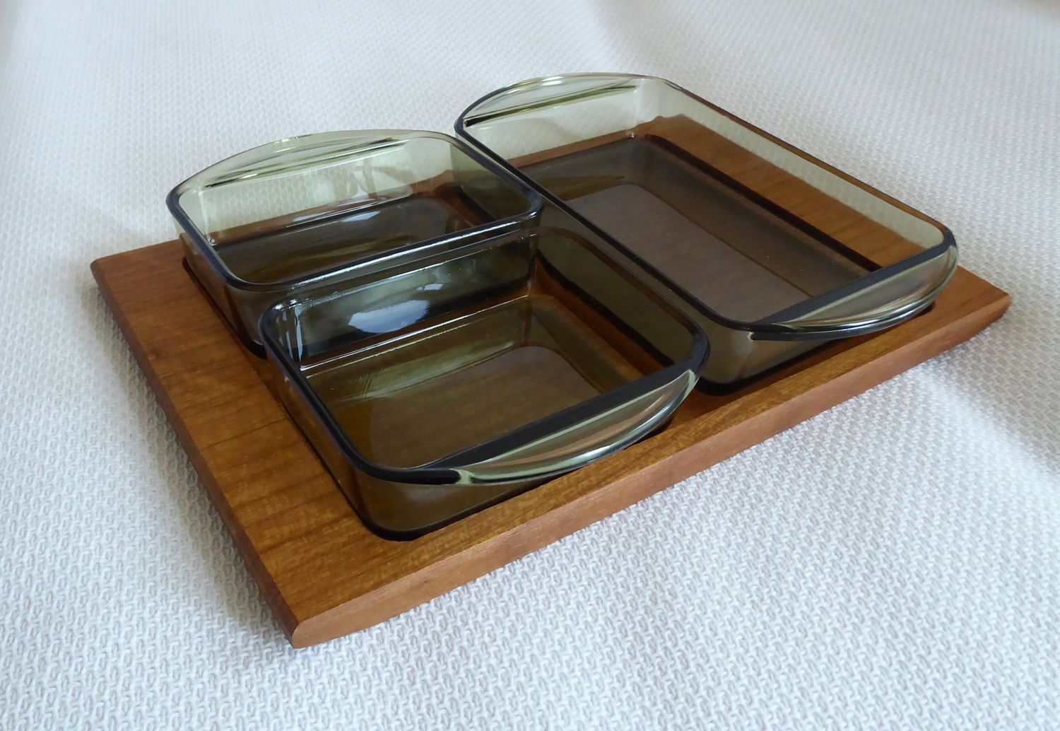Teak Glas Menage Tablett