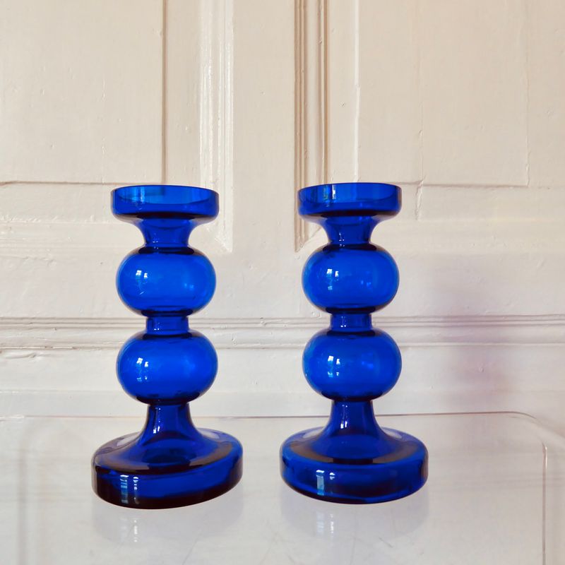 2 Alfred Taube Kerzenständer Glas Leuchter Paar
