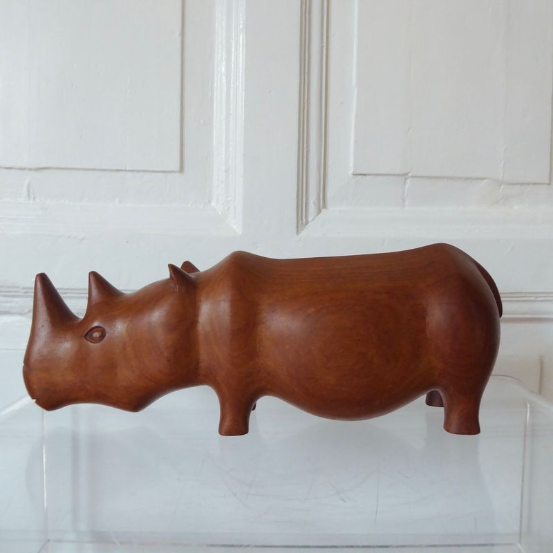 Nashorn Skulptur Teak