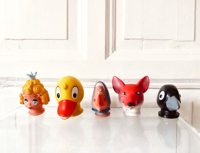 5 Handpuppen Gummi Köpfe DDR